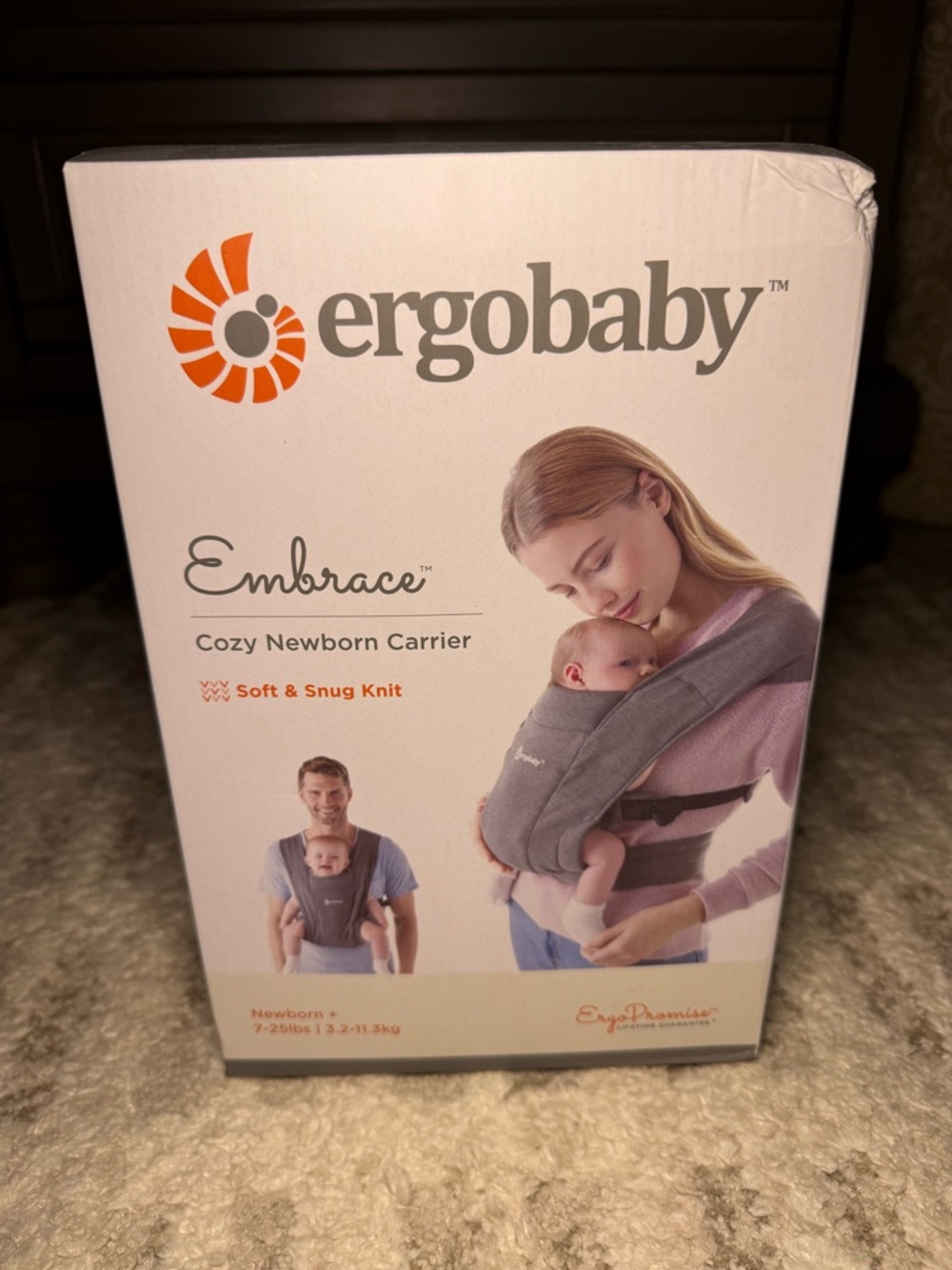 NIB Ergobaby Embrace Cozy Newborn Carrier - Grey